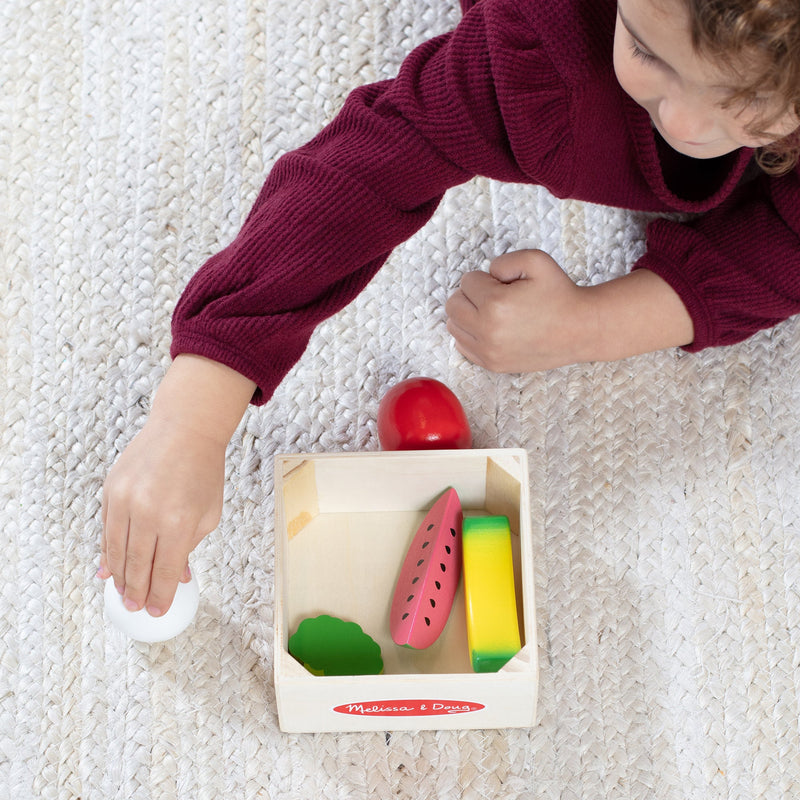 Melissa & Doug - Wooden Food Groups Play Set - Produce - in use during play