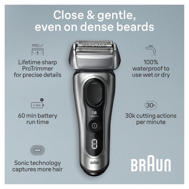 Braun Series 8 8517s Wet & Dry Foil Shaver, Silver
