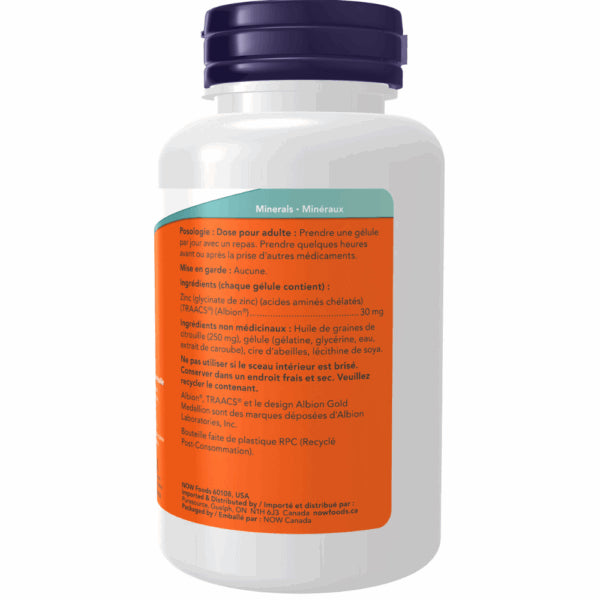 Now - Zinc Glycinate (Bisglycinate Form) 30MG 120GEL