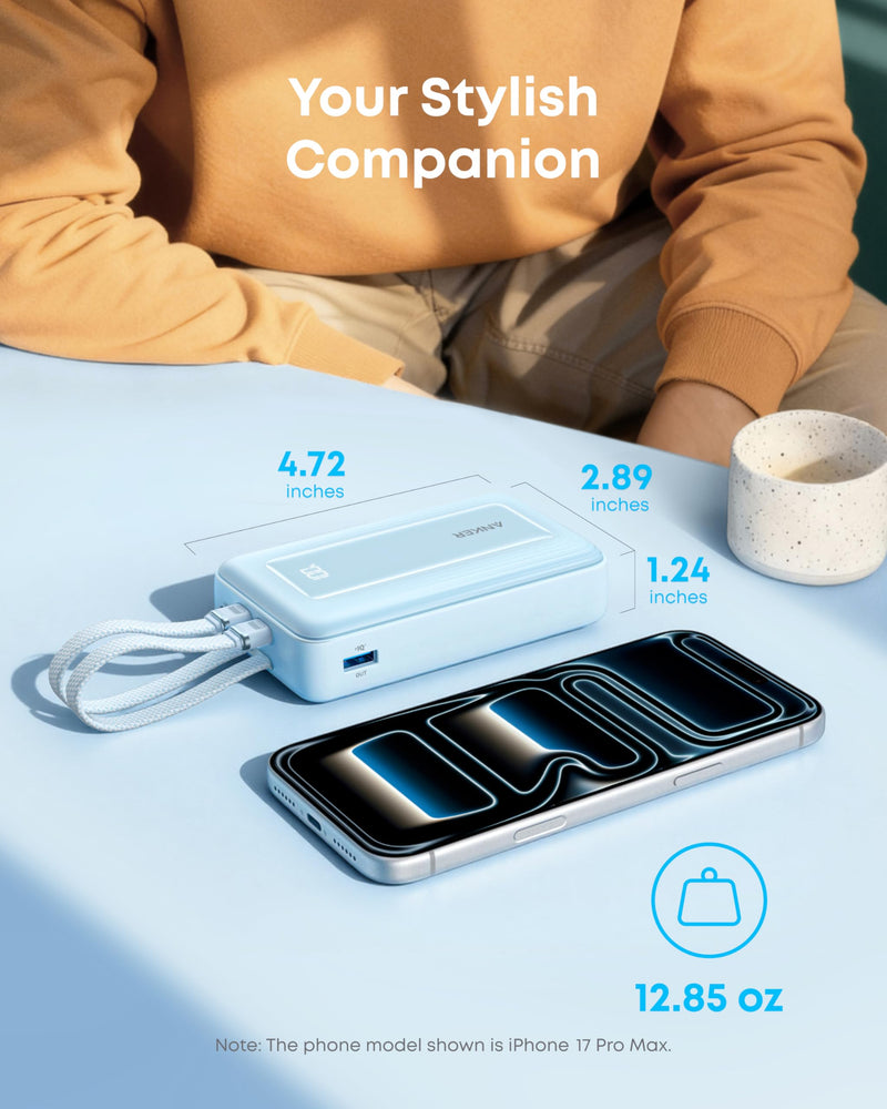 Anker - Zolo (A110M) - 20,000mAh 45W Power Bank with Built-In USB-C - Black