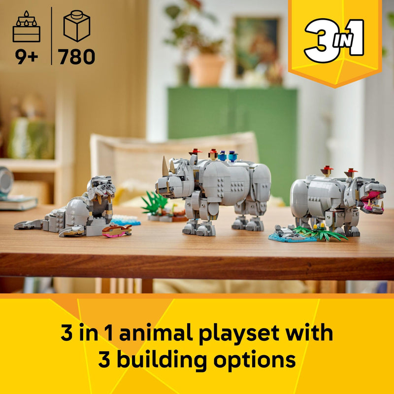 LEGO Creator 3in1 Wild Animals: Majestic Rhino with Birds 31171