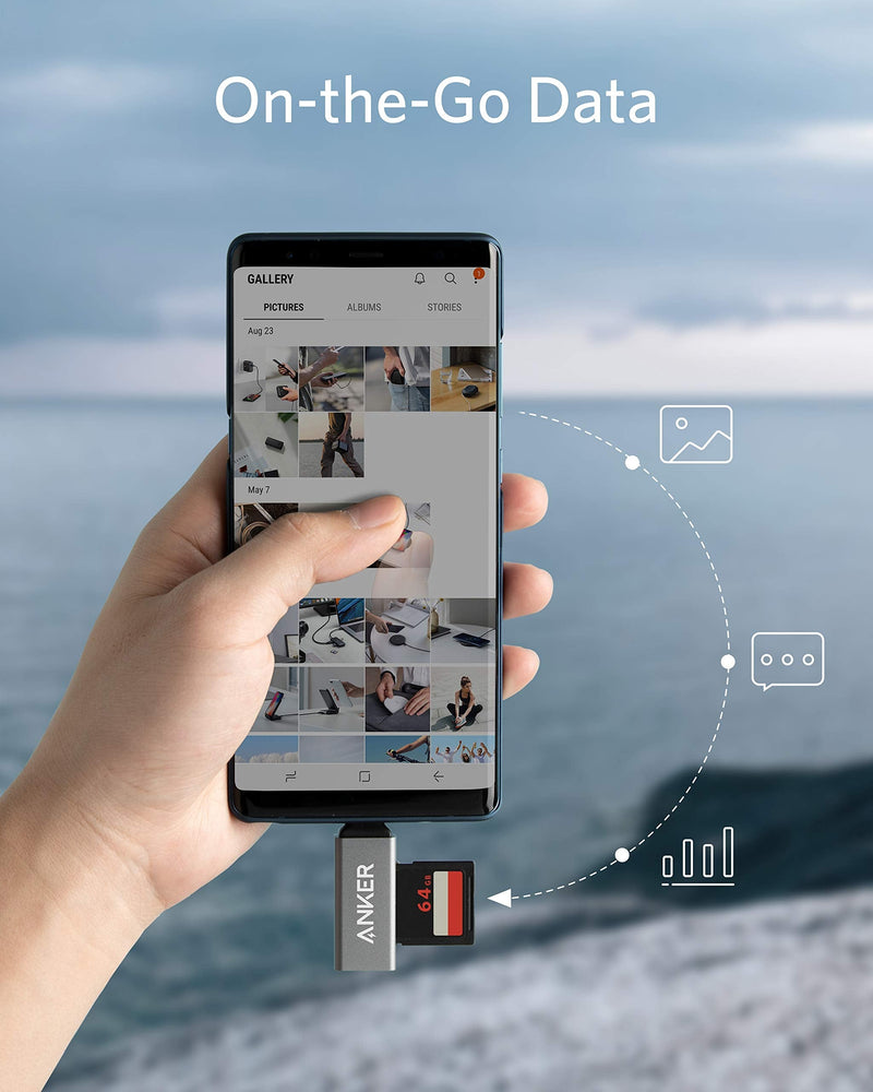 Anker - A8370 - 2-in-1 USB-C SD and microSD Card Reader - Gray