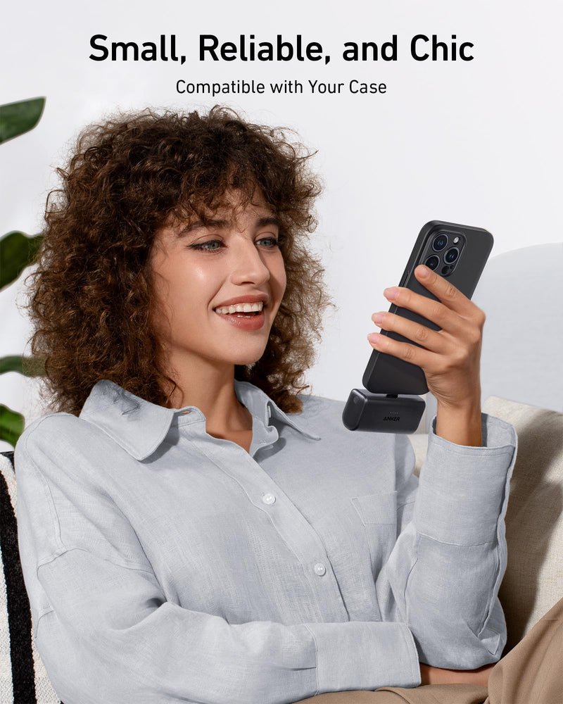 Anker - Nano (A1653) - 5,000mAh Power Bank with Built-In USB-C - Black