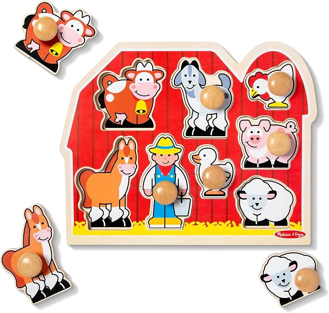 Melissa & Doug - Farm Friends Jumbo Peg Puzzle - 8 Pieces