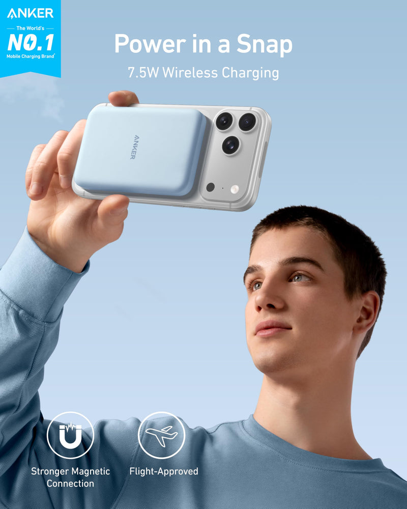 Anker - 621 (A1610) - MagGo 5,000mAh Magnetic Power Bank - Blue