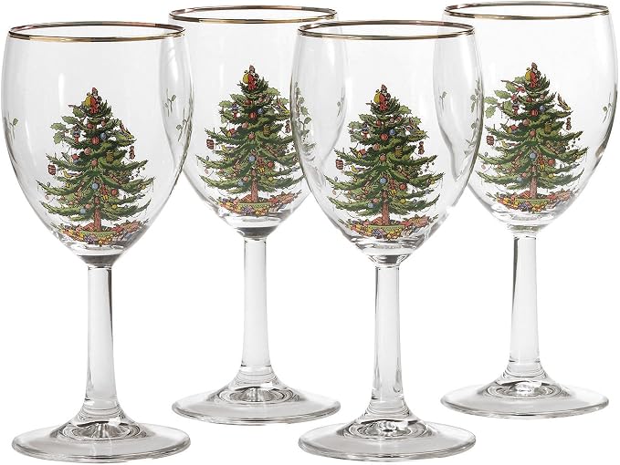 Spode - Christmas Tree - WINE GLASSES SET OF 4 13 OZ