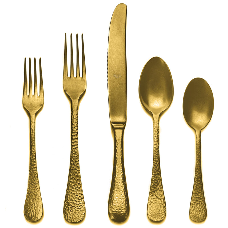 Mepra – Epoque Pewter Gold – 5-Piece Flatware Set