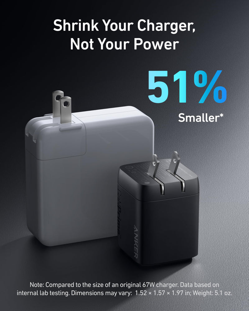 Anker - Prime (A2669) - 67W 3-Port GaN Wall Charger - Black