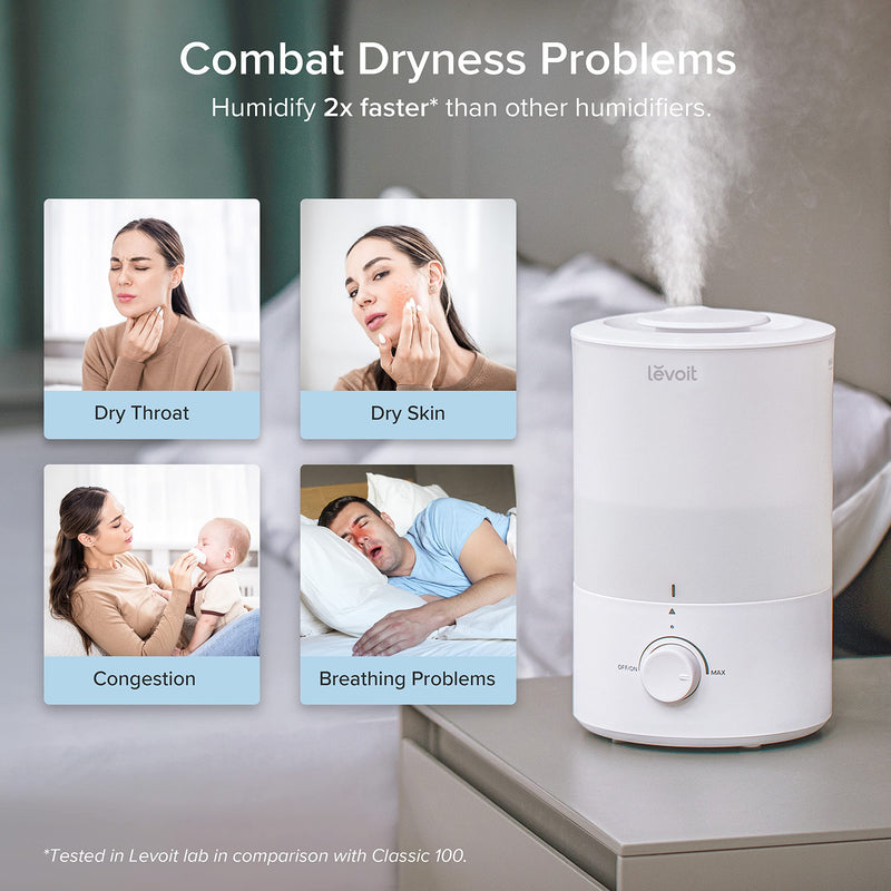Levoit Dual 150 Top-Fill Humidifier, 3 L, White