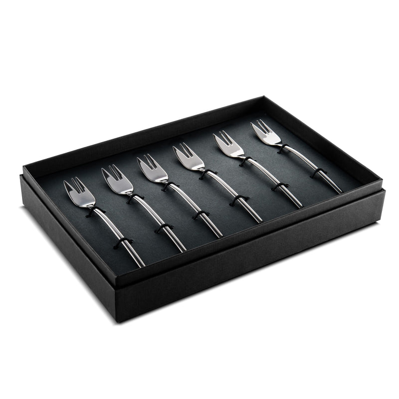 Mepra – Due Black Gold Cake Fork Set – 6-Piece Set