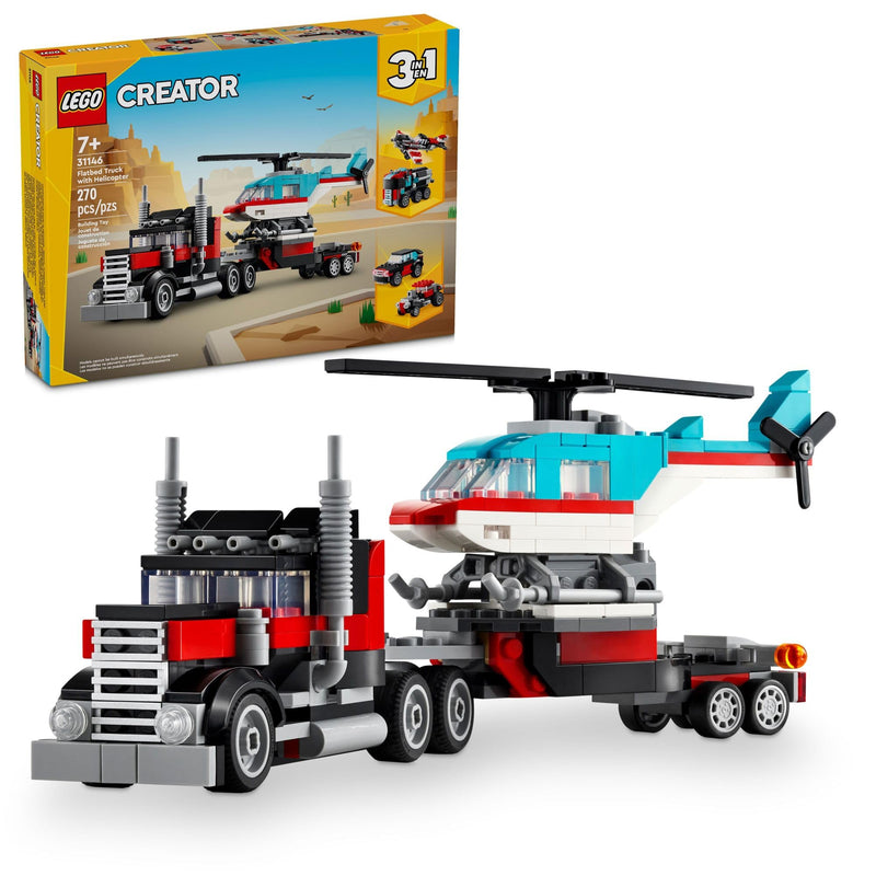 LEGO Creator 3 in 1 Flatbed Truck with Helicopter 31146