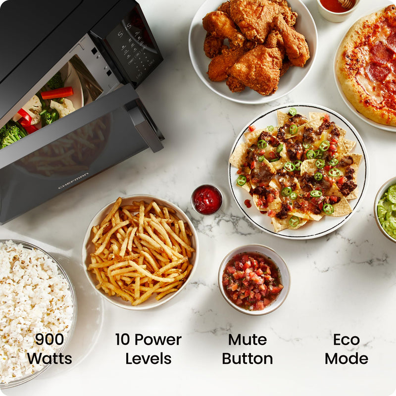 Chefman RJ55-9-V2 0.9 cu ft 900 W Microwave, Black