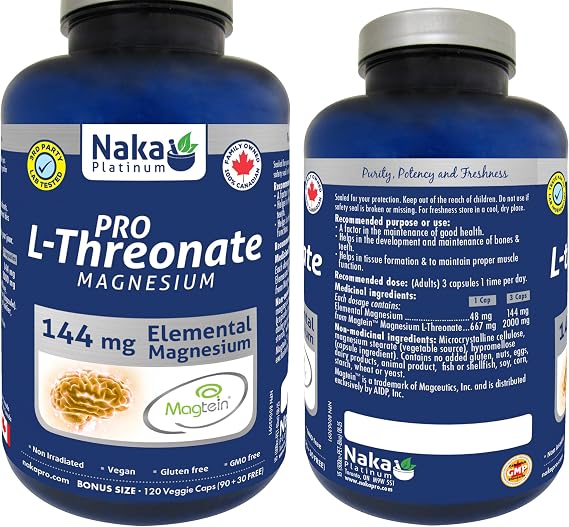 Naka Platinum - Mag L - Threonate 144MG 120VCPS New Price Nov 2021
