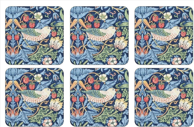 Pimpernel - Strawberry Thief - Blue - 4X4" Coasters (Set of 6)