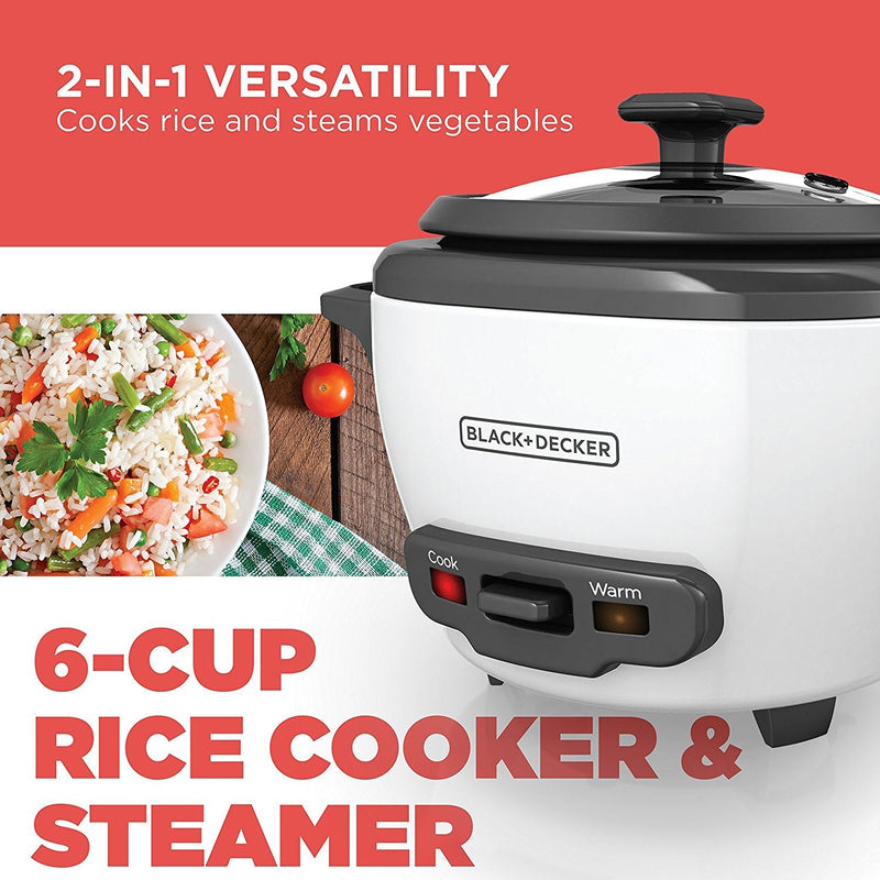 BLACK+DECKER - RC506C - Rice Cooker and Food Steamer | 6 Cups Cooked