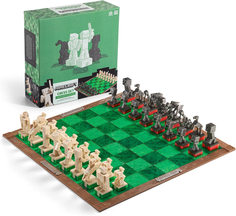 The Noble Collection - Minecraft Chess Set | Overworld Heroes vs. Hostile Mobs