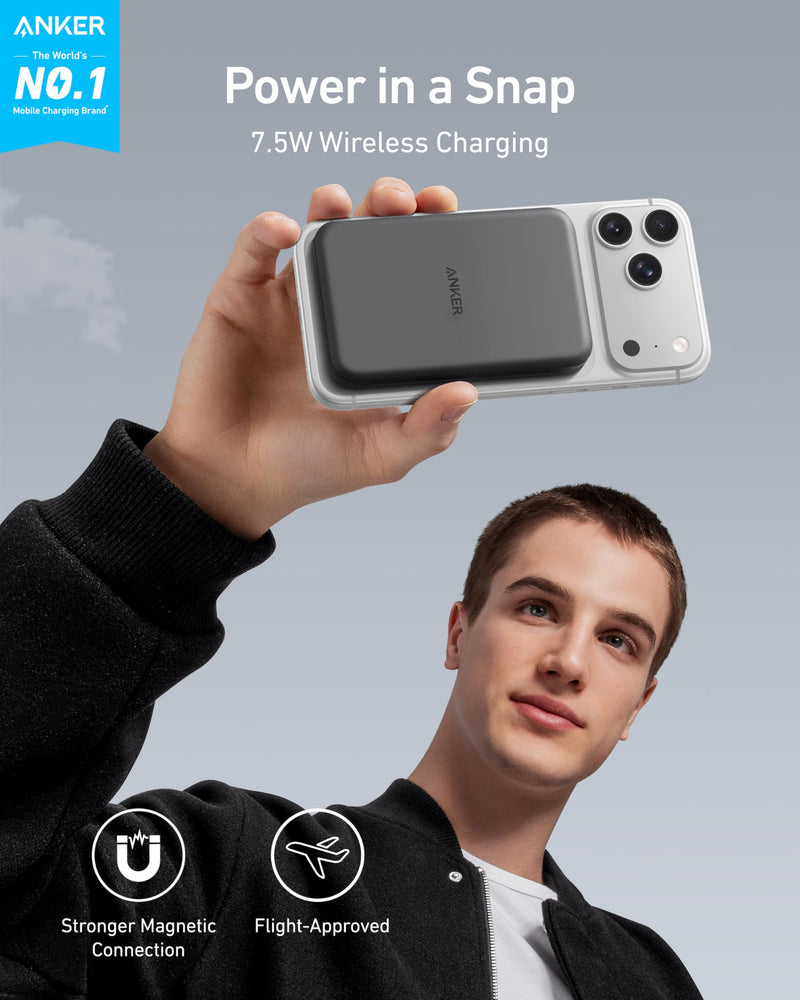 Anker - 621 (A1610) - MagGo 5,000mAh Magnetic Power Bank - Black