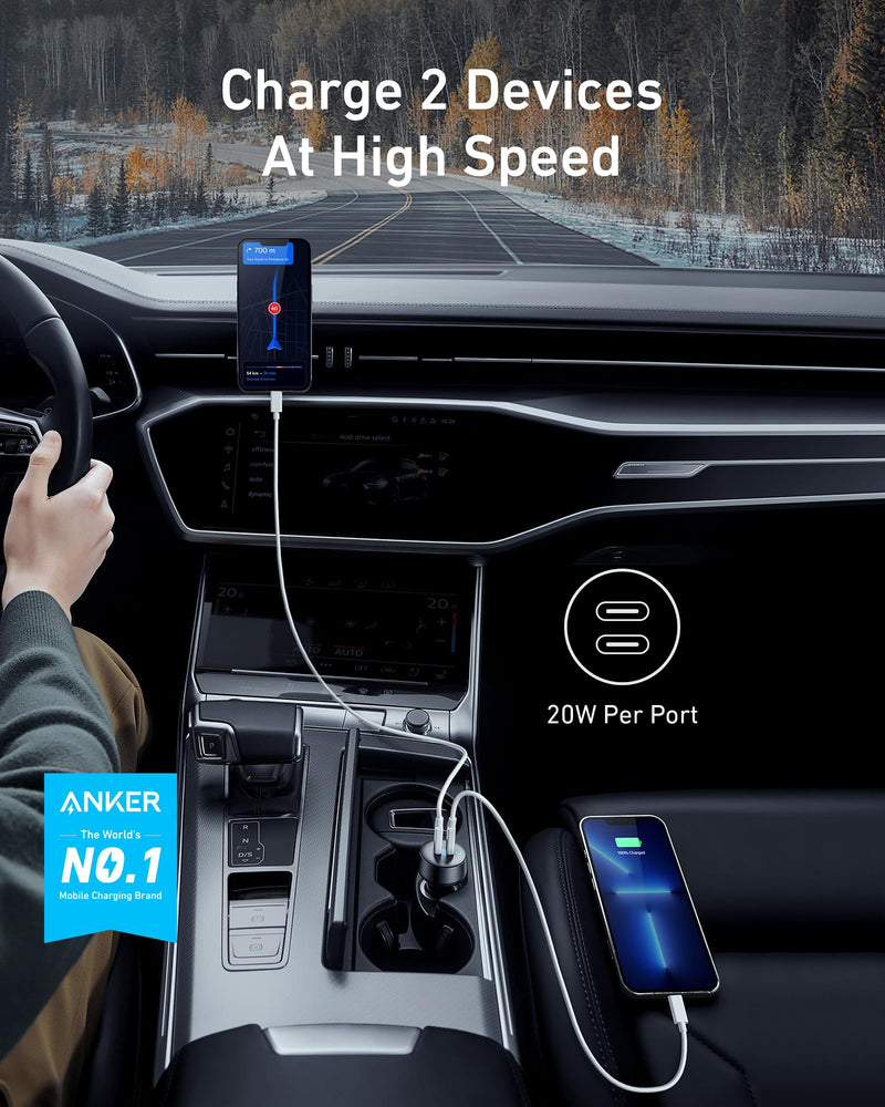 Anker - PowerDrive III Duo (A2724) - Dual USB-C Car Charger - Black