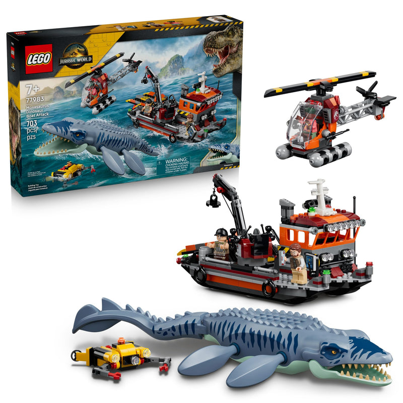 LEGO - 77983 - JURASSIC WORLD - Mosasaurus Dinosaur Boat Attack - 703pcs - F26