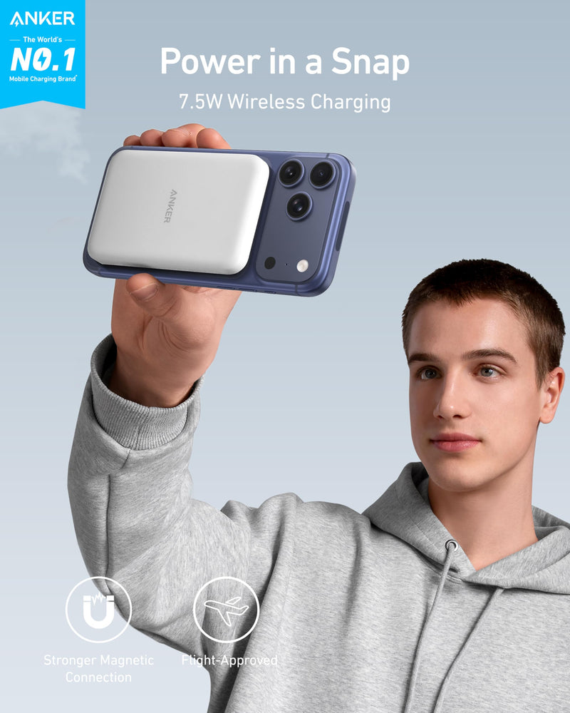 Anker - 621 (A1610) - MagGo 5,000mAh Magnetic Power Bank - White