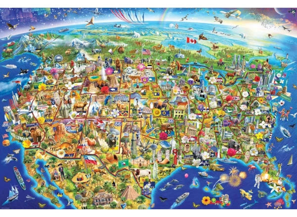 Eurographics - 2000 Piece Jigsaw Puzzle - US Wonders By Adrian Chesterman