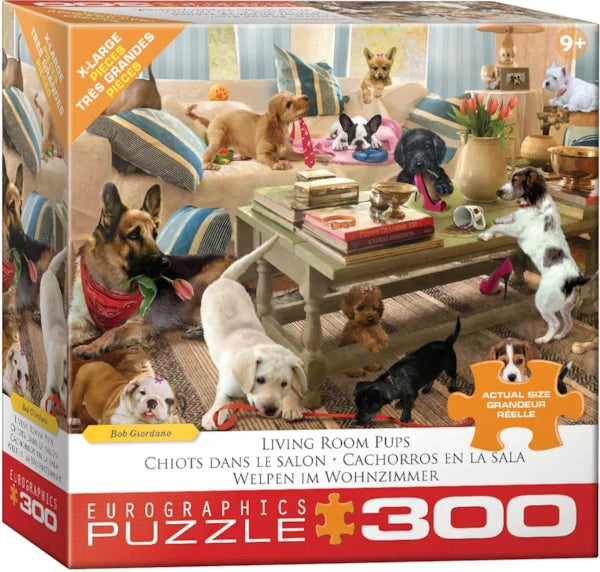 Eurographics - 300 Piece Jigsaw Puzzle - Living Room Pups By Robert Giordano