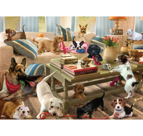 Eurographics - 300 Piece Jigsaw Puzzle - Living Room Pups By Robert Giordano