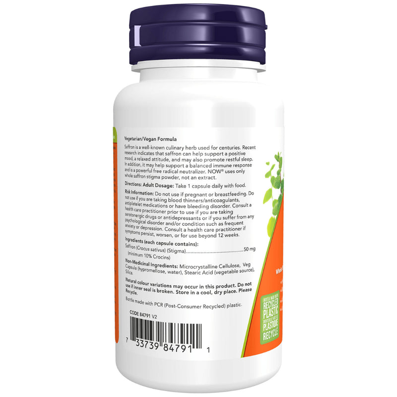 Now - Saffron Whole Herb 50MG 10% Crocins 60VCAP