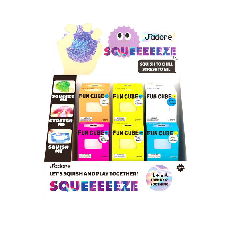 JADORE Fun Cube 24-piece display in assorted translucent colours