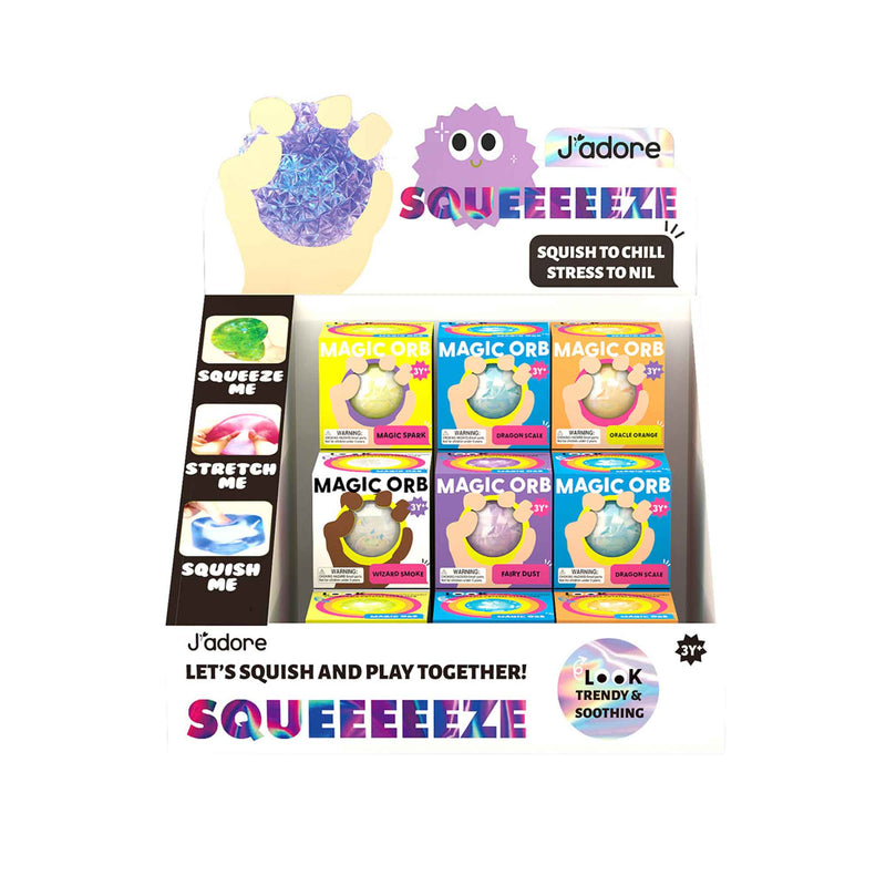 JADORE Magic Orb Squish Ball 24-piece display in assorted colours