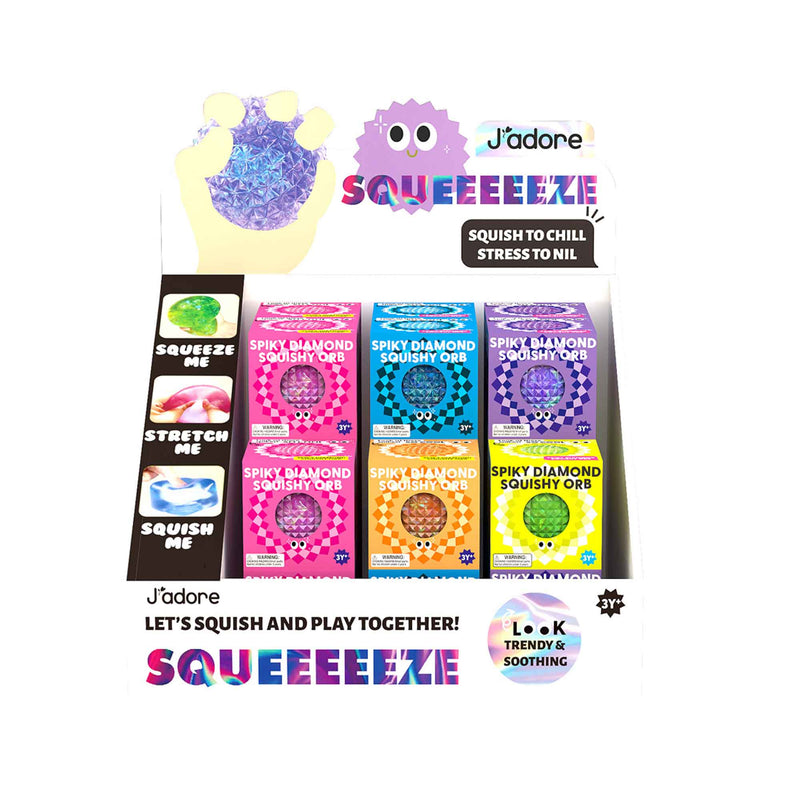 JADORE Spiky Orb Squishy 24-piece display in assorted colours