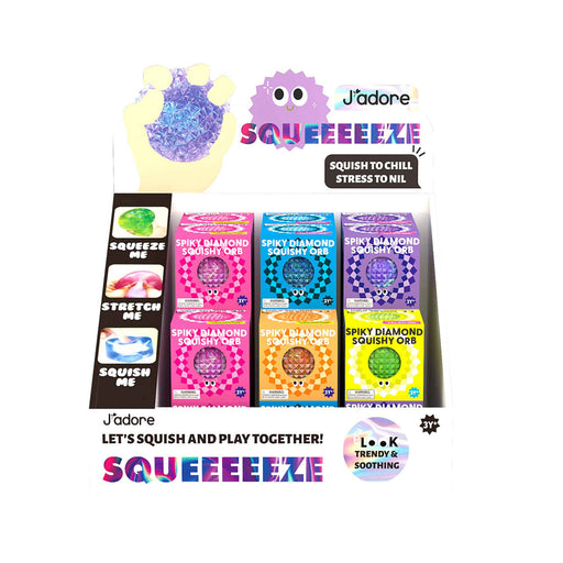 JADORE Spiky Orb Squishy 24-piece display in assorted colours