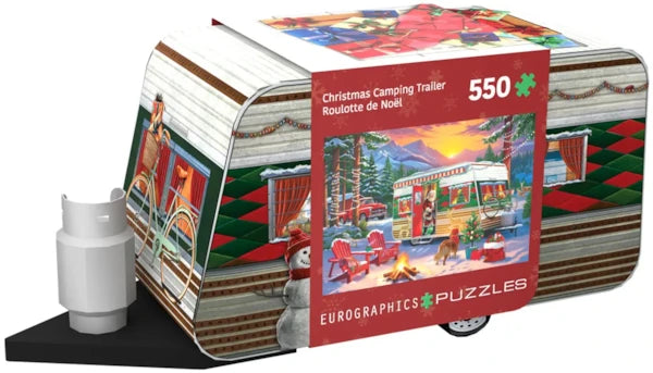 Eurographics - 550 Piece Shaped Tin Puzzle - Christmas Camping Trailer Tin
