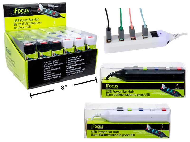 iFOCUS 86679 USB power bar hub, assorted colour