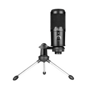 Adesso - Microphone Cardioid Condenser USB With Adjustable Tripod Volume Control Ideal For Streaming - Gaming & Meetings - Black