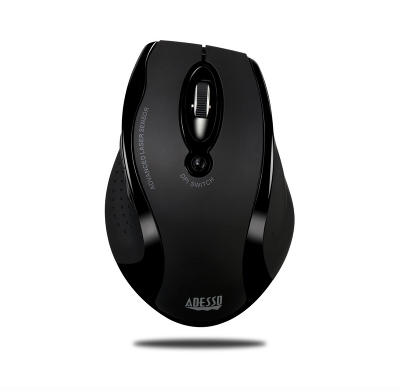 Adesso - Mouse Laser Wireless Ergonomic G25 6 Button Up to 1600DPI PC / Mac - Black