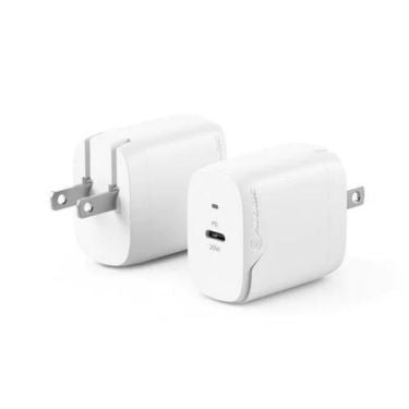 Alogic - Wall Charger 1 Port 20W Gan PD USB-C Compact Size Foldable Prongs Rapid Power - White