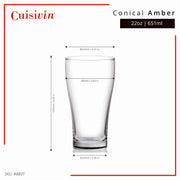 Masterbrew Conical Amber Beer Glasses (6-Pack) | 650 mL / 22 oz – size and product details