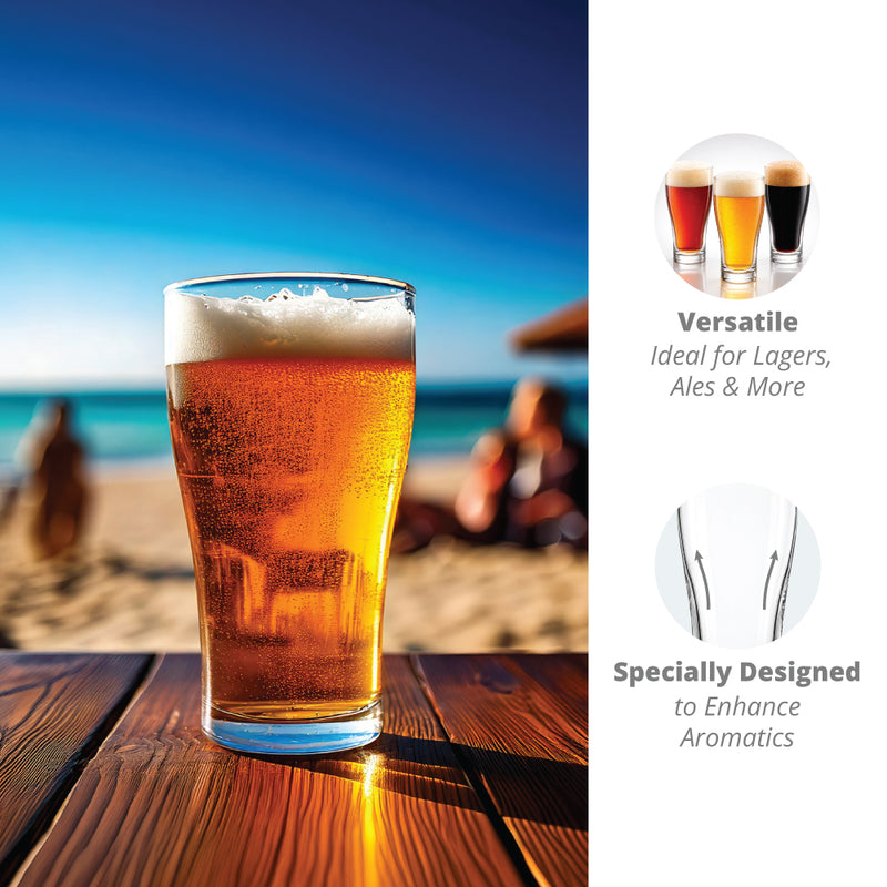 Masterbrew Conical Amber Beer Glasses (6-Pack) | 440 mL / 15 oz – size and product details