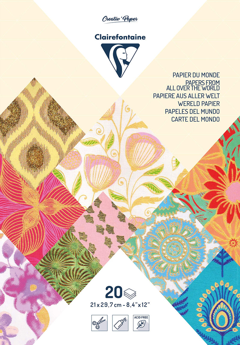 Clairefontaine - Notepad with papers from around the world A4 20 sheets