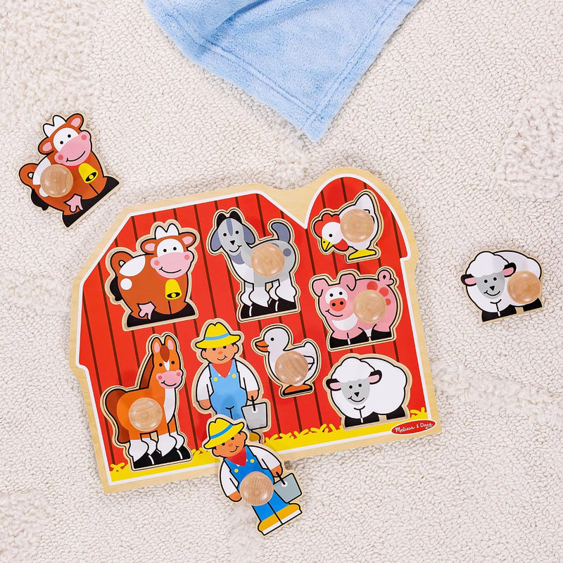 Melissa & Doug - Farm Friends Jumbo Peg Puzzle - 8 Pieces