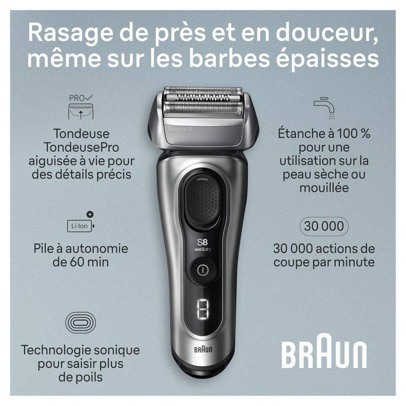 Braun Series 8 8517s Wet & Dry Foil Shaver, Silver