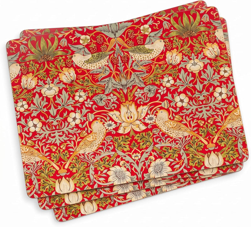 Pimpernel - Morris :Strawberry Thief Red Mat (Set of 4)
