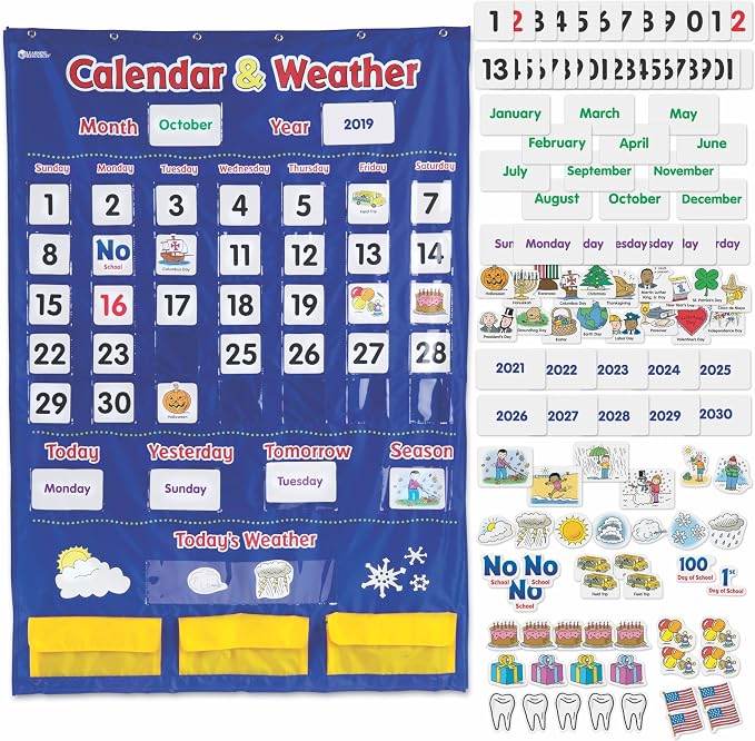 Learning Resources - Calendar and Weather Pocket Chart - Classroom Organization