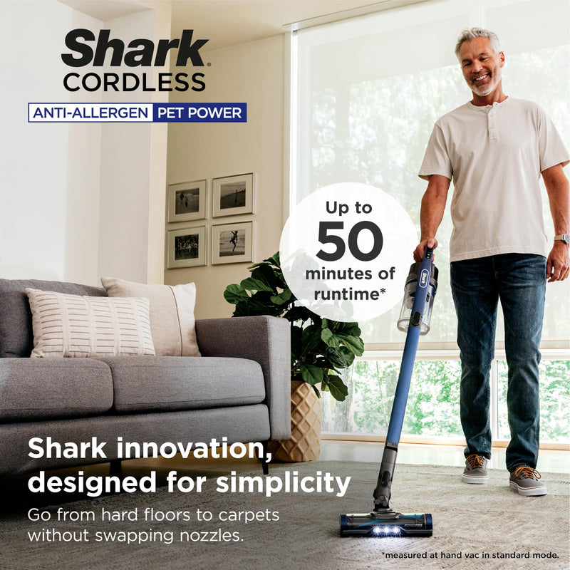 Shark Cordless Stick Vacuum IZ363HT, Blue