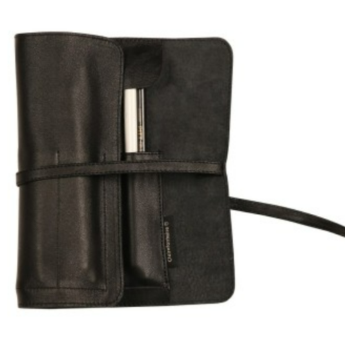 Flying Spirit: Leather Pencil Case - Sleeve Roll -Black (10.5x9.45in)