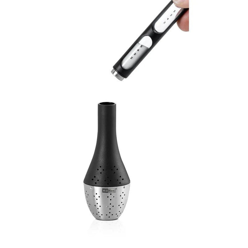 Browne - ADHOC SANTEA Tea Egg w/HourGlass, 1.6 × 8.5 in / 4 × 21.5 cm Black