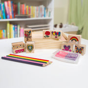 Melissa & Doug - Wooden Stamp Set - Friendship - stamp set and art supplies