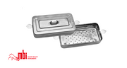 MBI - 953 Instrument Sterilization Tray with Lid | 10 × 4 × 2 in / 25.4 × 10.2 × 5.1 cm – Lid and removable drainage insert
