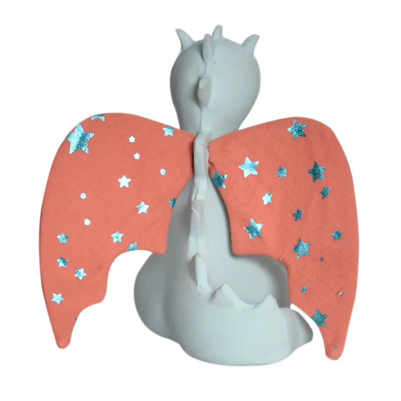 TIKIRI - BABY SUNRISE DRAGON NATURAL RUBBER RATTLE W/CRINKLE WINGS 5"H